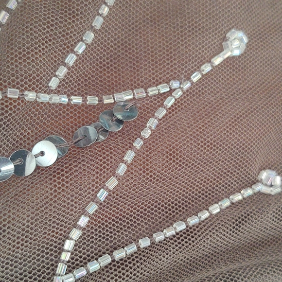 Mystere sheer spaghetti strap top. Beads and sequin design on front - Picture 7 of 7